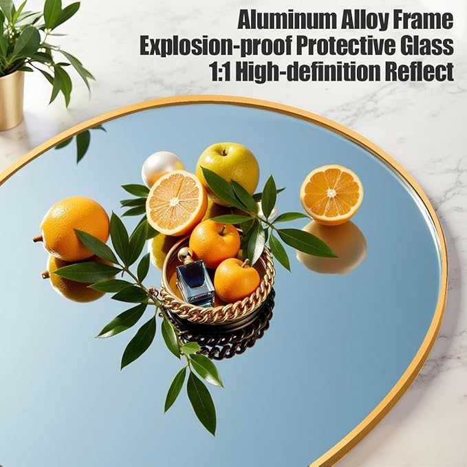 Prywot Arched Full Length Mirror, 71"x30" Free Standing Floor Mirror, Modern Full Body Mirrors with Stand, Wall Mirrors with Aluminum Alloy Frame for Bedroom,Living Room, Gold