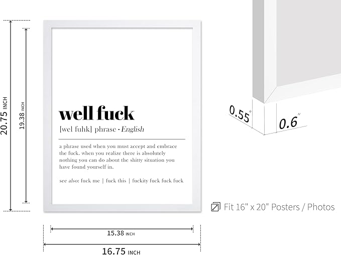 Poster Master Definition Print - Typography Poster - Dictionary Art - Minimal Gift for Men & Women - Funny Wall Decor for Dorm, Bedroom or Living Room - 16x20 White Framed