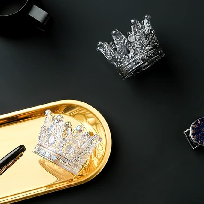 Crystal Glass Candle Holder Set of 2 Crown Shaped Makeup Sponge Beauty Egg Storage Rack Jewelry Watch Nail Art Dappen Dish Wedding Christmas Decor