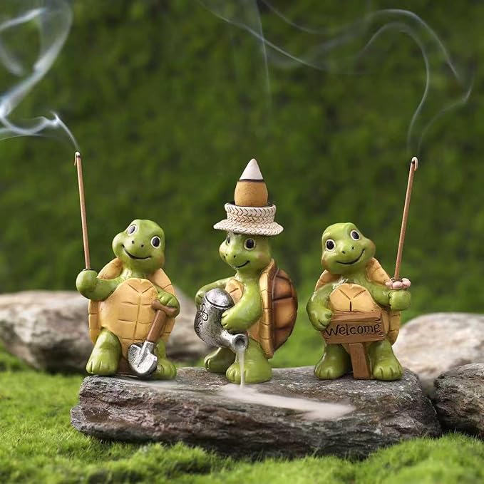 Turtle Incense Holder for Sticks and Incense Cone Holder, Mini Resin Turtle Figurines Incense Stick Holder, Cute Incense Burner for Yoga Meditation Home Office Decor,Turtles Gifts for Women (B)