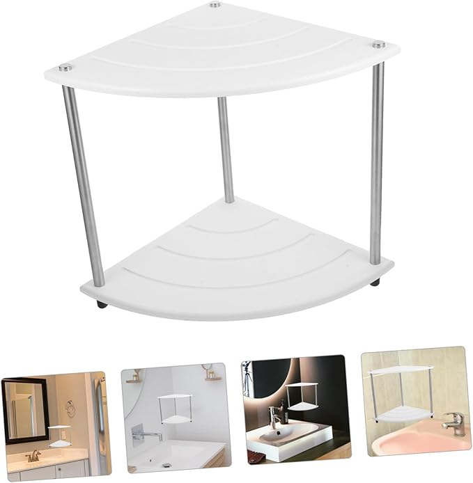 GLEAVI Multi Tier Diatom Corner Storage Shelf for Bathroom Counter Stylish Makeup Organizer Space Saving Design Easy to Clean Construction for Skincare and Vanity Essentials