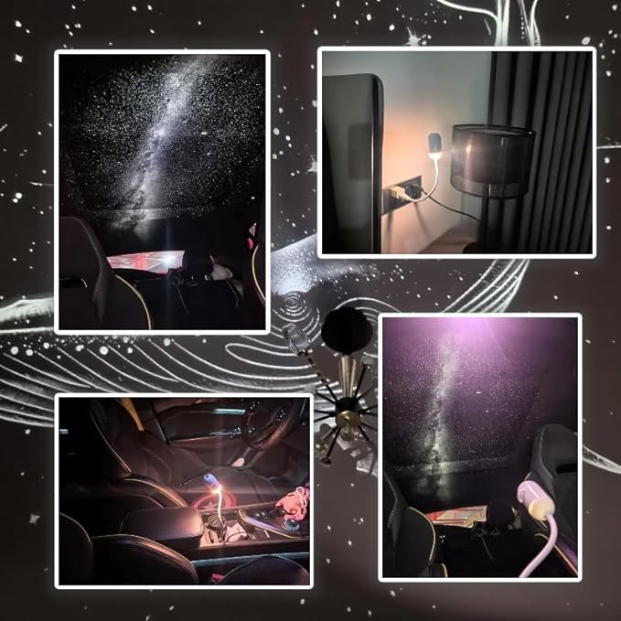 Galaxy Projector Night Light, 2-in-1 Starry Sky Projector with Adjustable Brightness, 360° Rotating USB Mini Night Light for Kids Bedroom Room Decor(3 Films)