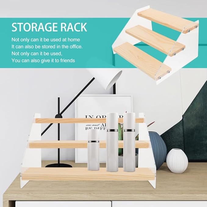 2/3/4 Layer Clear Acrylic Wooden Storage Rack Ladder Dessert Cake Display Rack Jewelry Display Stand Makeup Organizer (4 Layer 21.5x16x20.5cm)