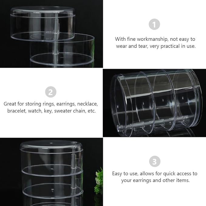Healeved 1pc Multi-layer Rotating Jewelry Storage Box Compact Desktop Organizer for Cosmetics Versatile Display Case for Home and Shop Use Practical