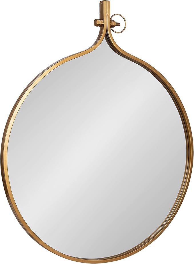 Kate and Laurel Yitro Round Wall Mirror; 30 x 37; Gold; Decorative Versatile Modern Wall Decor