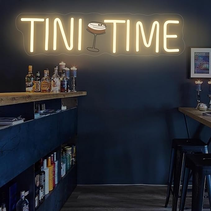 Tini Time Neon Sign, Espresso Martini LED Decor, Home Bar Party Decoration, Beer LED Light, Espresso Martini Time Lover, Bachelorette Party Decor, 16.5"x4.5"