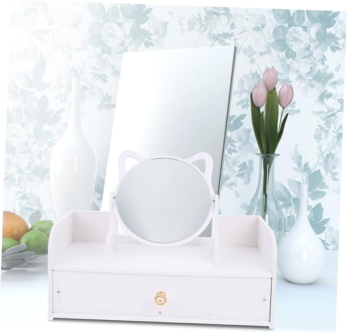 Cosmetic Organizer Countertop Makeup Storage Organizer Elegant Makeup Mirror