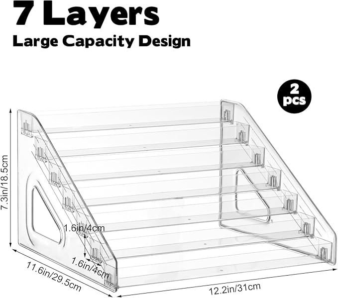 2 Pack 7 Tier Perfume Organizer Stand, Versatile Acrylic Perfume Organizer Holder Display Stand Storage Tray for Figures Makeup Nail Polish Graded Cards Organization