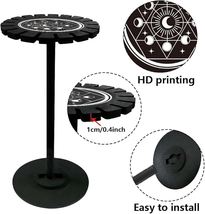 INFUNLY Pendulum Display Stand Moon Phase Crystal Display Shelf Holder Black 4.7x11 Divination Pendulum Storage Rack with 18 Slots for Crystal Stone Pendulum Necklaces Rack Witch Altar Decor