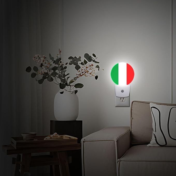 Italy Flag Night Light Auto Sensor Led Dusk to Dawn Lamp Home Decor for Men Women