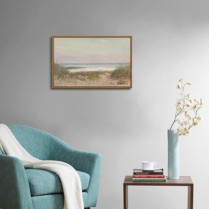 OIQArtOIQ Vintage Landscape Canvas Wall Art Framed Natural Scenery Painting Artwork Prints France Country Wilderness Farmhouse Decor Pictures Kitchen Bedroom Living Room Bathroom