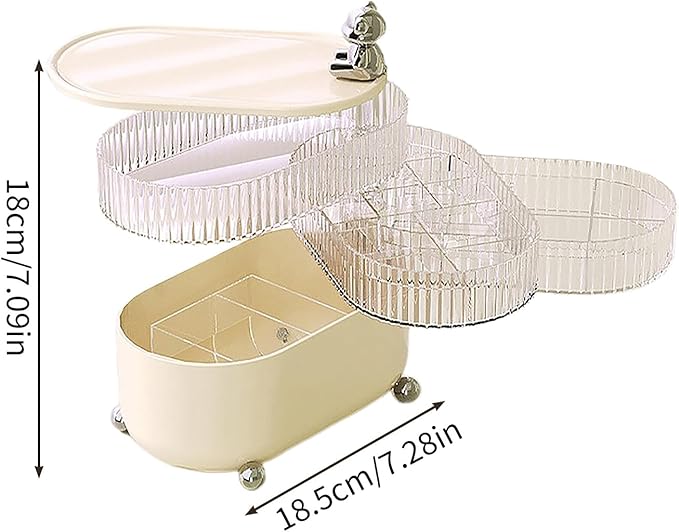 MSUIINT Rotatable Makeup Organizer, Rotating Makeup Storage Organizer, Cosmetic Organizer Tray, Bathroom Jewelry Container Box for Lipsticks Perfume Bracelets Earring Holder