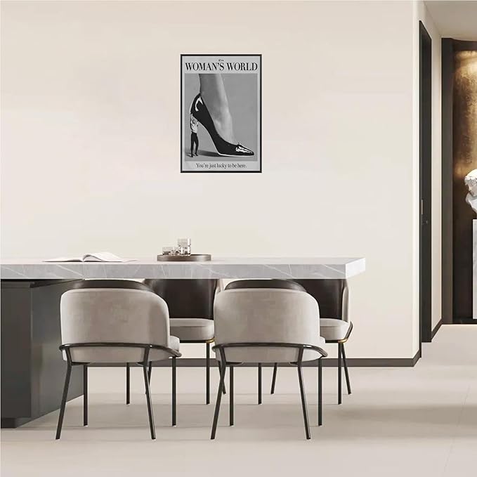 Retro This Is A Woman Is World Poster Feminist Canvas Wall Art Modern Black And White Feminine Hot Girls Room Aesthetic Prints Painting For Home Bedroom Dorm Wall Decor 8x12in Framed