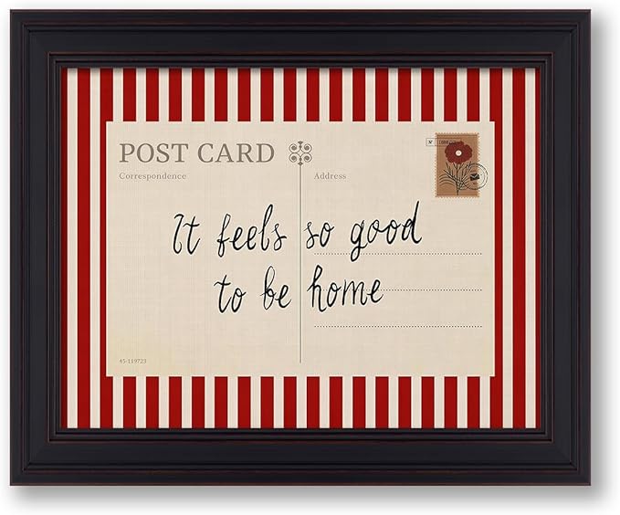 Red Vintage Postcard Poster It Feels So Good To Be Home Quote Wall Art Mid Century Modern Striped Canvas Prints for Living Room Bedroom Wall Decor 08x10 inch Vintage Framed