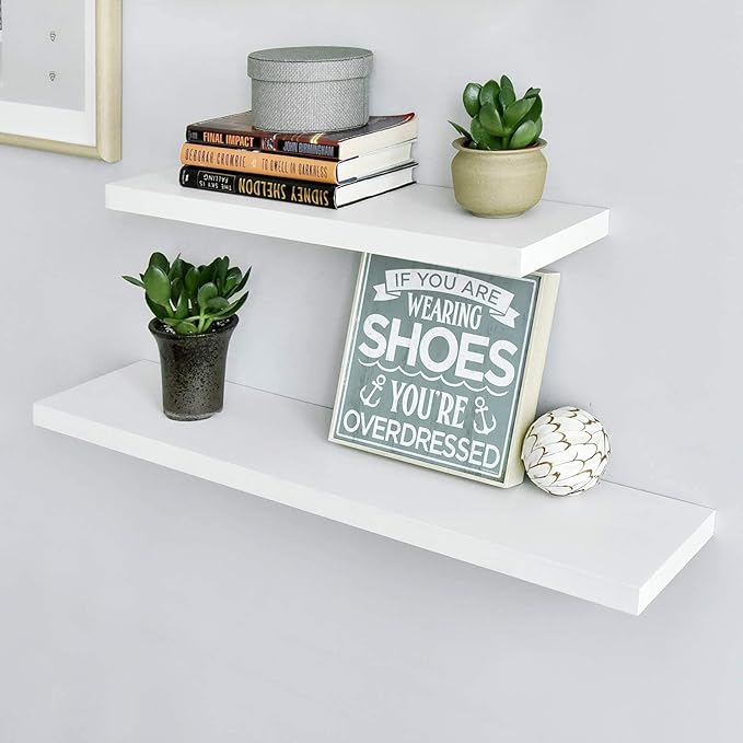 WELLAND Simons Floating Wall Shelf Ledge Shelves, 18-Inch, White