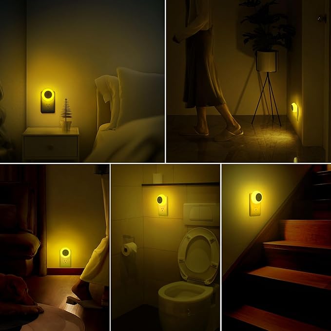 fesnne Night Light, Night Lights Plug into Wall, Dusk to Dawn Sensor, Amber Led Night Light 0.5W, 2 Pack Nightlight for Adults, Bedroom, Bathroom, Hallway, Kitchen