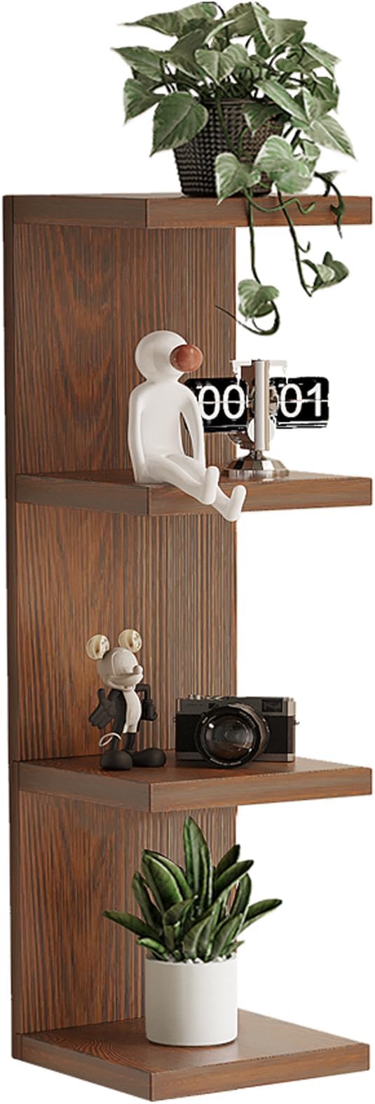 LitaEther Lack Wall Shelf,Display Floating Shelf (Solid Wood, 4 Tier)