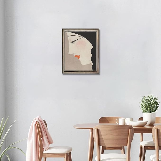 Framed Vintage Japanese Wall Decor Woman Portrait Oil Painting Asian Wall Art Home Decor Girl Room Decor