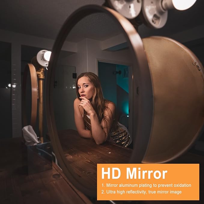 Brown Wood Round Mirror, 24 Inch - Perfect for Bathroom or Nursery Wall Decor