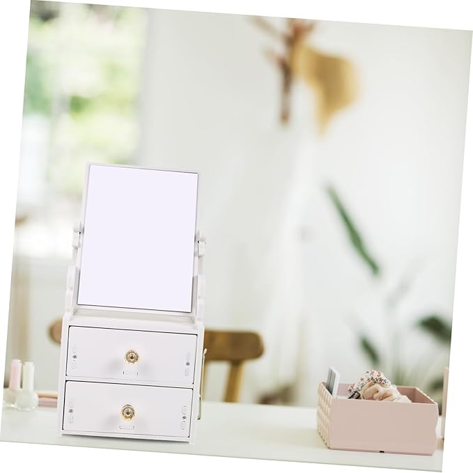 minkissy Elegant Tabletop Makeup Storage Box with Practical Mirror Design Versatile Organizer for Cosmetics Jewelry Accessories for Dresser Vanity and Bathroom Use