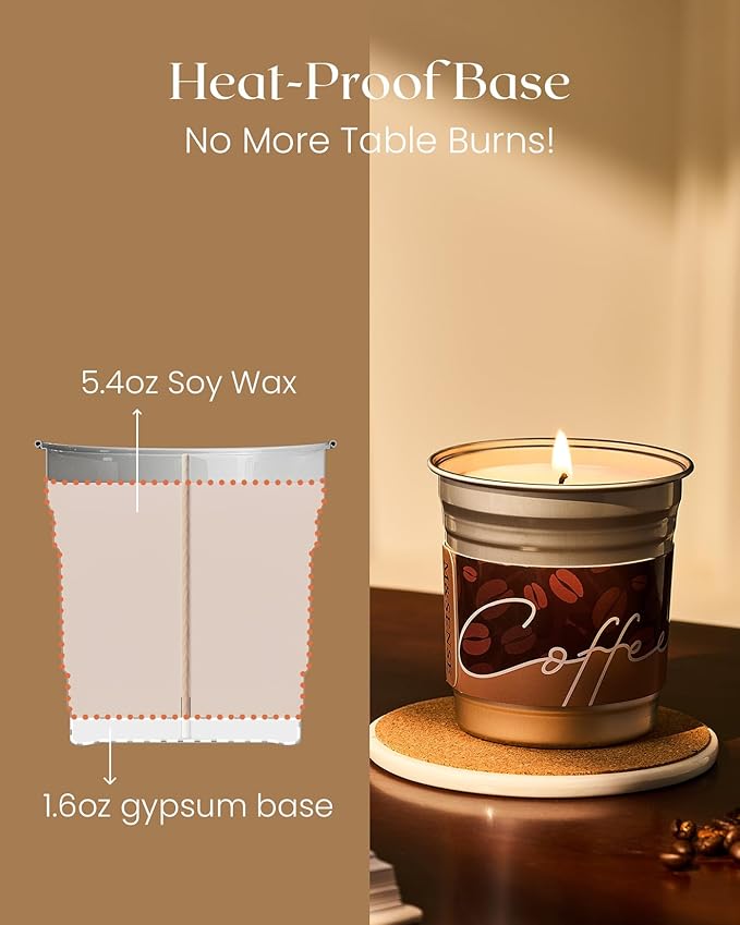 M&SENSE Mocha Coffee Scented Candles 7oz 42 Hours Slow Burn, Soy Organic Candles Non Toxic, Small Fall Seasonal Candle for Home Decor, Holiday Aromatherapy Gifts for Women Men