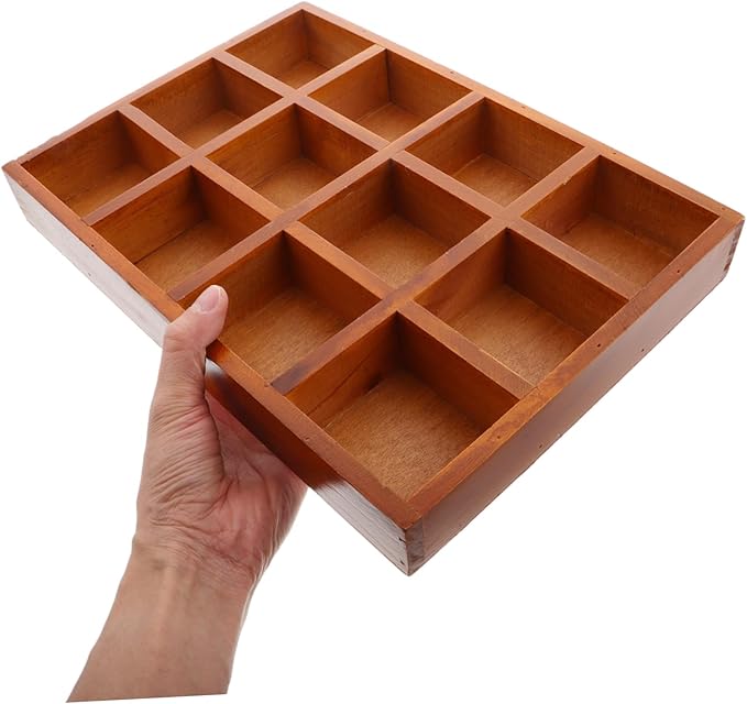 Vintage Wooden Storage Box Compartment Makeup Organizer Jewelry Box Ring Holder