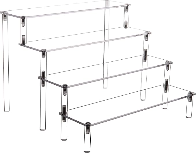 Acrylic Stands for Display,4 Tier Clear Cupcakes Perfumes Figurines Display Stand Risers Shelf for Decoration and Organizer
