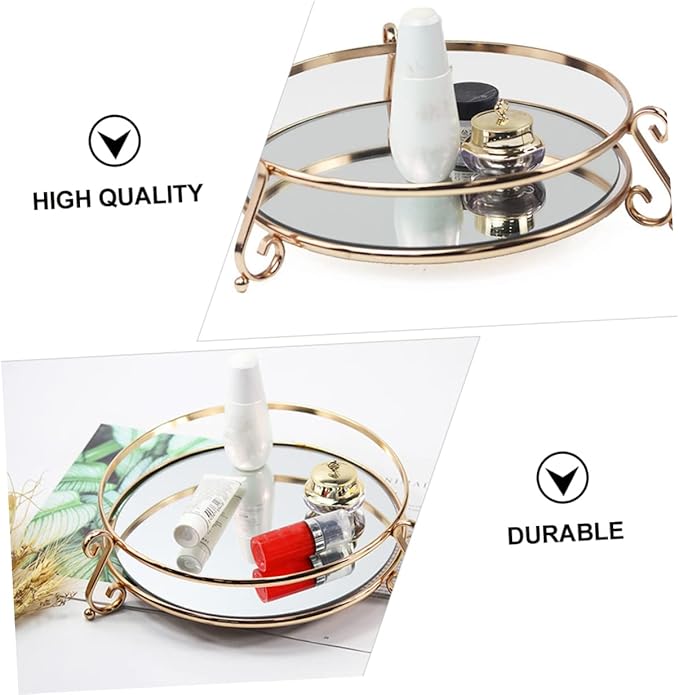 SOLUSTRE 1pc Creative Mirror Tray for Cosmetics Storage Elegant Desktop Organizer for Makeup and Jewelry Unique Home Decor and Design