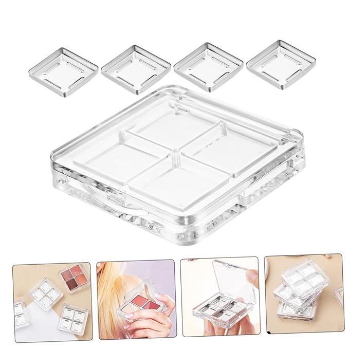 NOLITOY 4pcs Diy Eyeshadow Palette Compact Makeup Organizer for Women for Travel and Custom Eye Looks Case for Easy Selection