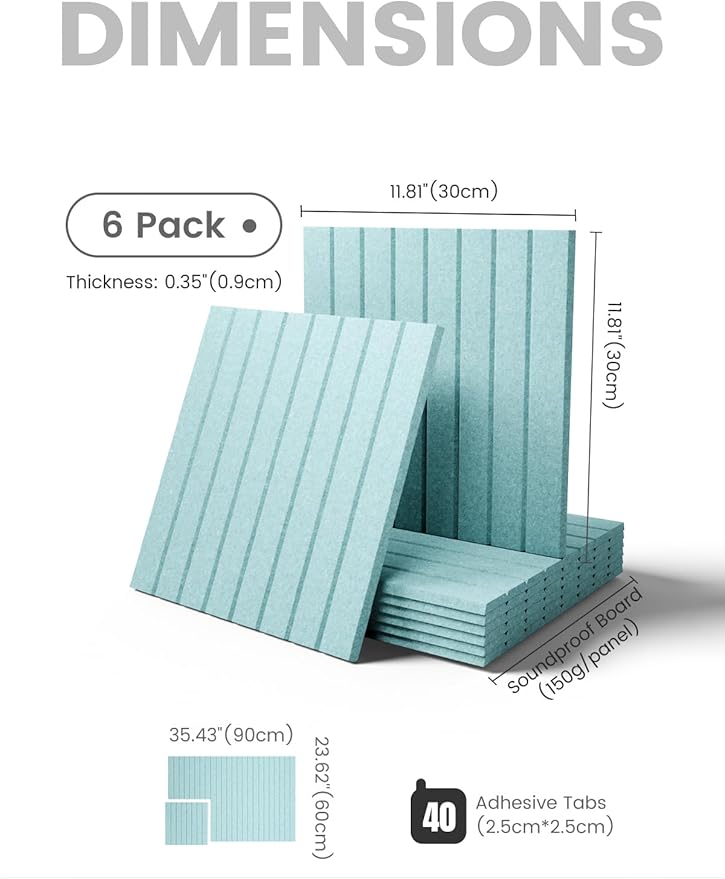 Large Felt Bulletin Board 36"x24" Cork Board Alternative - 6 Pack with 40 Safe Removable Adhesive Tabs, Cork Boards for Walls Cork Board for Home Office Classroom Pin Board-Teal Blue