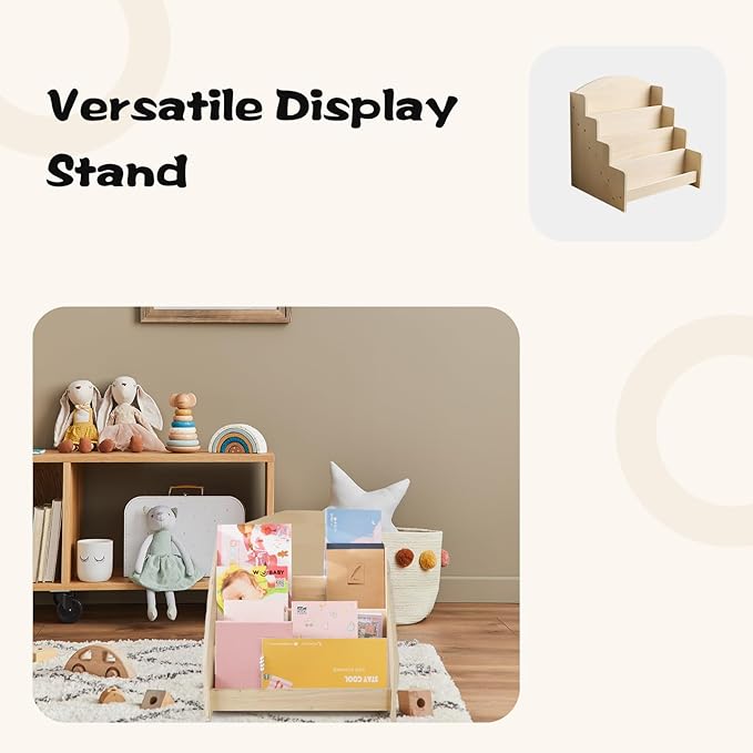 4-Tier Wooden Greeting Card Display Stand, Sticker Card Display Stand & Postcard Holder,Greeting Card Organizer,Retail Counter Rack for Brochures, Photos, &Stationery