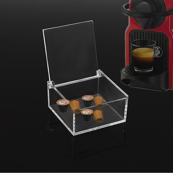 KissYou Acrylic Box with Lid Clear Hinged Lid Box Acrylic Storage Contanier Coffee Pod Holder Organizers Accessories Graduation Party Decoration