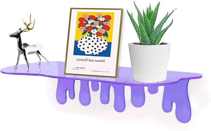 SetGame 2-Pack Acrylic Small Wall Shelves - 12 Inch Floating Shelf for Walls, Home Wall Display Ledges for Storage, Room Décor, Small Album & Items Organizer Display Dripping Wall Decor