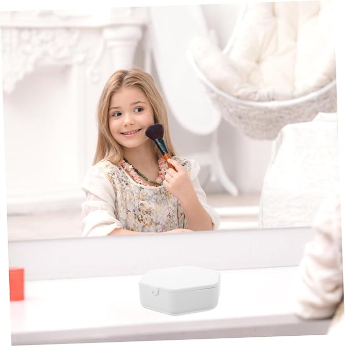 SOLUSTRE Portable Travel Jewelry Box Makeup Storage Mirror Earring Holder Mini Organizer for Women Fashion White