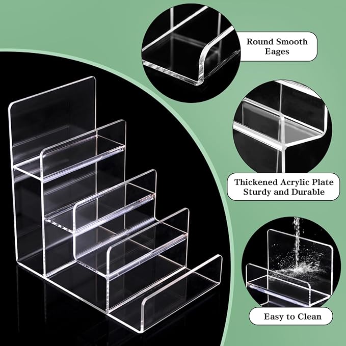 Cabilock 4-Tier Clear Acrylic Display Riser, Sturdy Tiered Organizer for Perfume Makeup Jewelry, Desktop/Retail Counter Display Stand for Home & Vendor