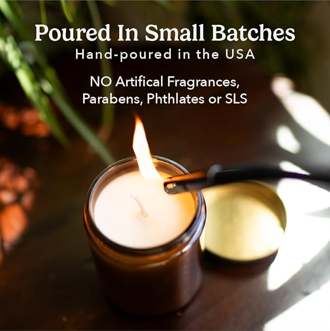 Pacha Soap Co. French Lavender Candle - Lavandin, Mint, and Coriander Scented, Soy, Coconut & Apricot Wax Blend, Cotton Wick, 40+ Hour Burn Time, Long-Lasting, Recyclable, Made in The USA, 7 oz