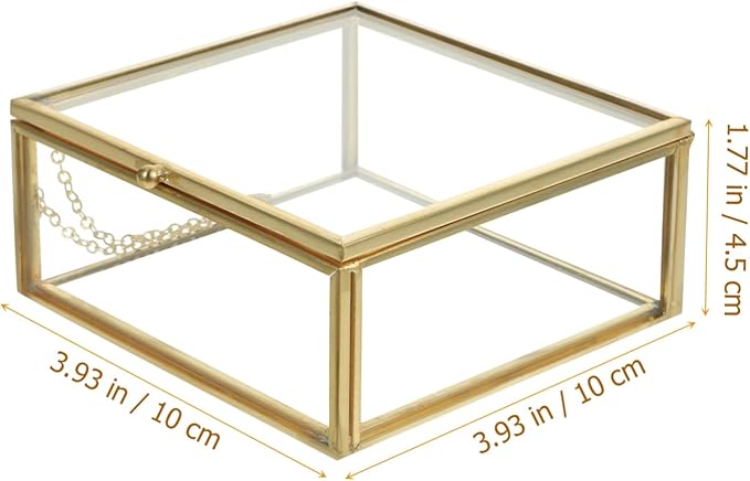 Levemolo Glass Jewelry Storage Box Trinket Holder Ring Glasses Organizer Sealed Case Decorative Home Accessory