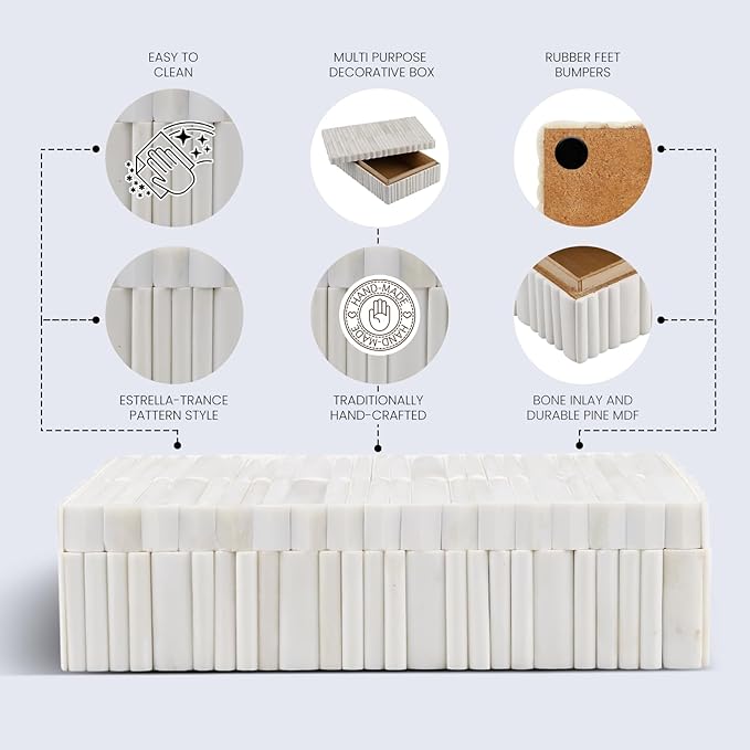 Handicrafts Home Decorative Keepsake Box 8x5 – Small Organizer Box with Lid, Boho Decorative Storage, Retro Memory Box, Unique Coffee Table Décor, Jewelry or Trinket Box, Modern Shelf Decorative Box