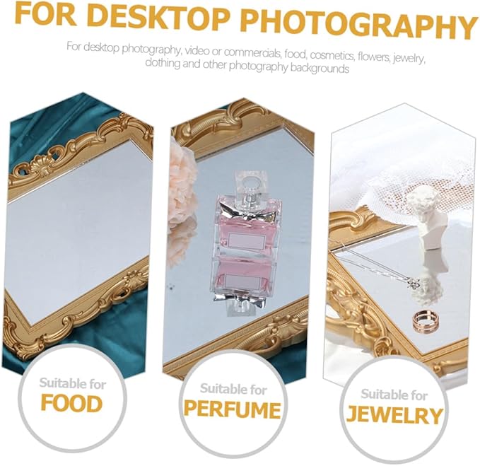 Vintage Decorative Perfume Vanity Tray with Mirror Plate Portable Makeup Organizer for Dresser and Bedroom Lightweight Elegant Storage for Jewelry and Cosmetics