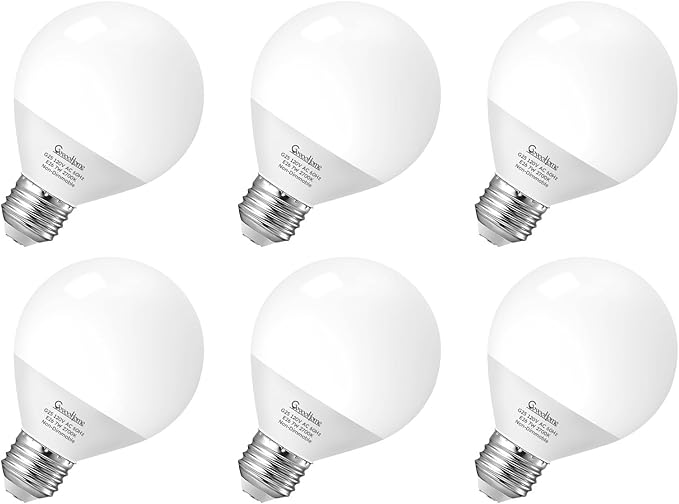GvvooHome Vanity Light Bulbs for Bathroom, G25 LED Globe Light Bulbs for Makeup Mirror Dressing Room, 60W Equivalent, 2700K Soft White, 800LM, E26 Base, Non-Dimmable, 6-Pack