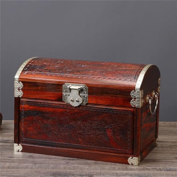 Makeup Organizers Solid Wood Jewelry Box Chinese Retro Storage Box Ring Earring Necklace Bracelet Watch Small Jewelry Storage Box Jewelry Box 11.81 Inches Jewelry Case (Color : A)