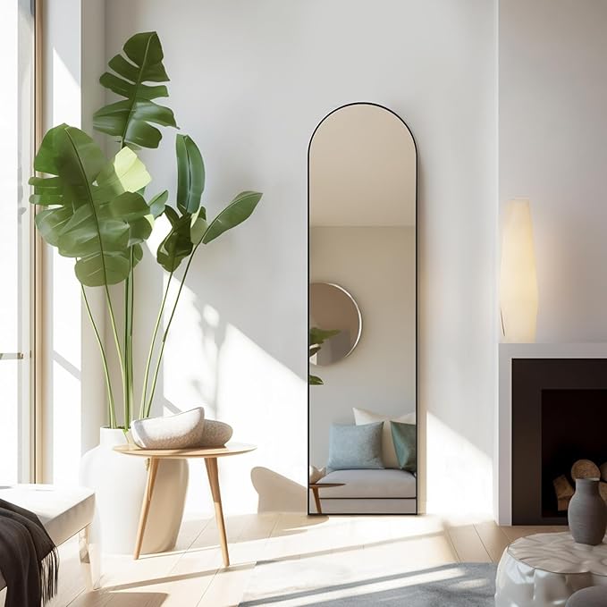 Mirror Full Length, Upgraded Body Wall Mirrors with Shatter-Proof Glass, Floor Standing, Hanging or Leaning, Tall Mirror with Stand Aluminum Alloy Frame for Bedroom