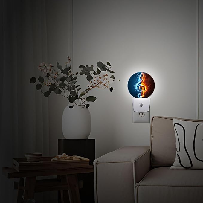Music Note Night Light Plug-in Sleep Lamp Led Dusk to Dawn Night Light for Bedroom