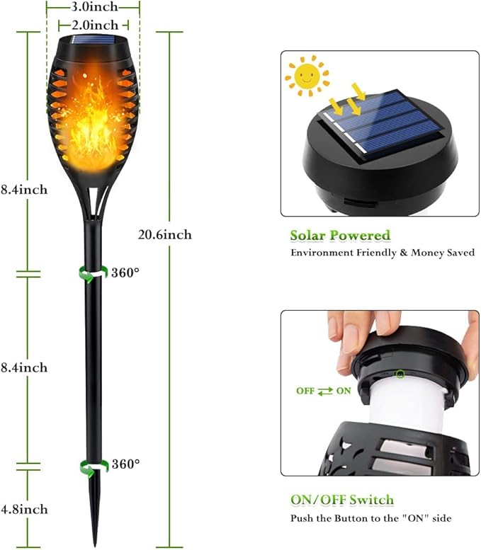 LNRYY Outdoor Solar Lights, 12Pack Solar Torch Light with Flickering Flame, Solar Garden Lights Waterproof for Outdoor Decorations, Flame Torches for Outside, Outdoor Lighting for Pathway Yard Decor