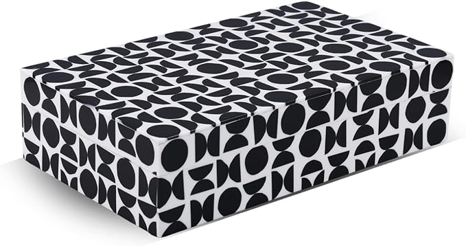 Handicrafts Home Large Decorative Storage Box with Lid – 10x6x2.5” Coffee Table Organizer, Keepsake- Decorative Boxes for Home Decor, Stylish Decorative Box for Office Decor- Geopop- Black White