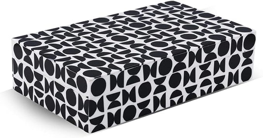 Handicrafts Home Large Decorative Storage Box with Lid – 10x6x2.5” Coffee Table Organizer, Keepsake- Decorative Boxes for Home Decor, Stylish Decorative Box for Office Decor- Geopop- Black White