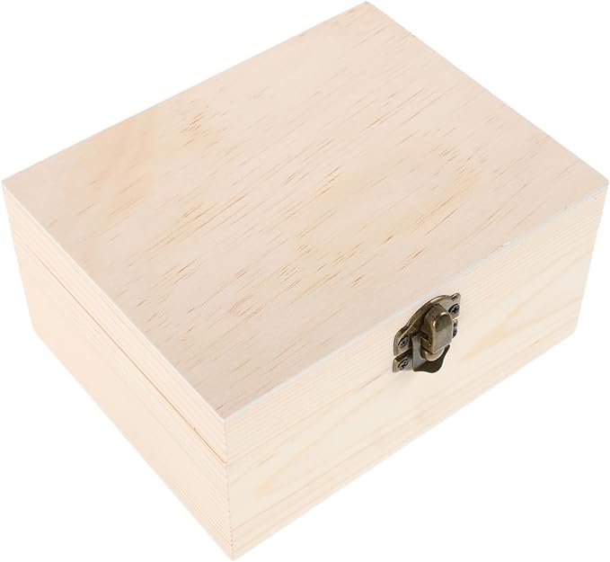 NUOBESTY Wooden Decorative Box Vintage Pine Jewelry Storage Case Mirror Makeup Organizer