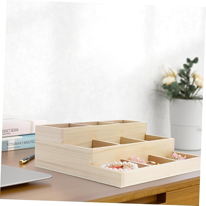 PartyKindom Retro Style Wooden Jewelry Organizer Cosmetics Vanity Organizer for Husband Birthday Treasure Box Jewelry Boxes for Women