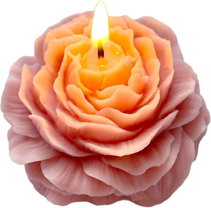 Purple-Pink Peony Flower Shape Candles for Women - Aromatic Pastel Aesthetic Candle with Berry Fragrance - Christmas Gift for Friends Colleagues and Classmates (3 inch)
