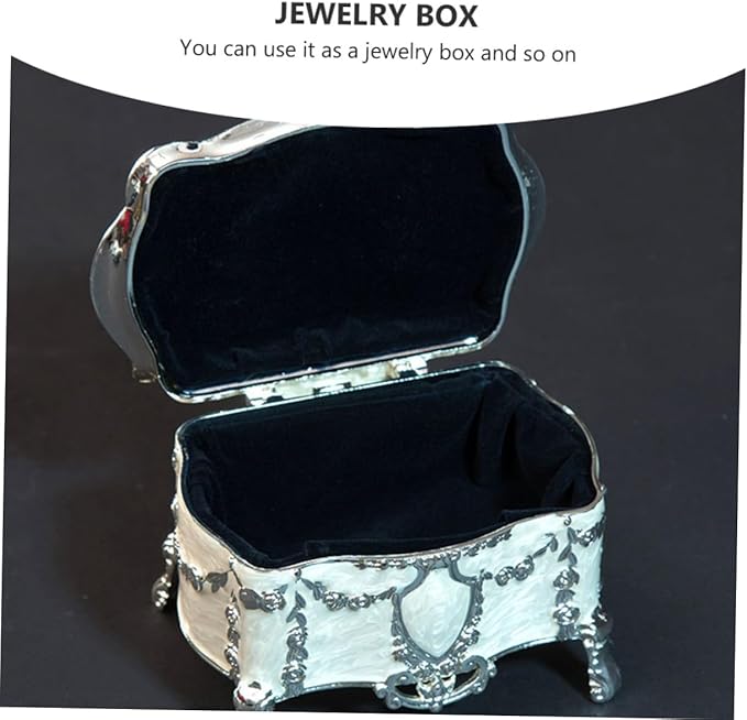DOITOOL Vintage Jewelry Box with High Foot Stand, Antique Jewelry Storage Case for Rings and Earrings, Compact 6.8x5.3x5.5 Inch Decorative Makeup Organizer for Women